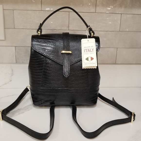 NEW Divina  Firenze genuine leather convertible bag backpack in Black - Picture 2 of 11